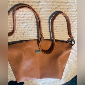 BCBG peach colored Pebbled Leather Tote Bag, adjustable strap